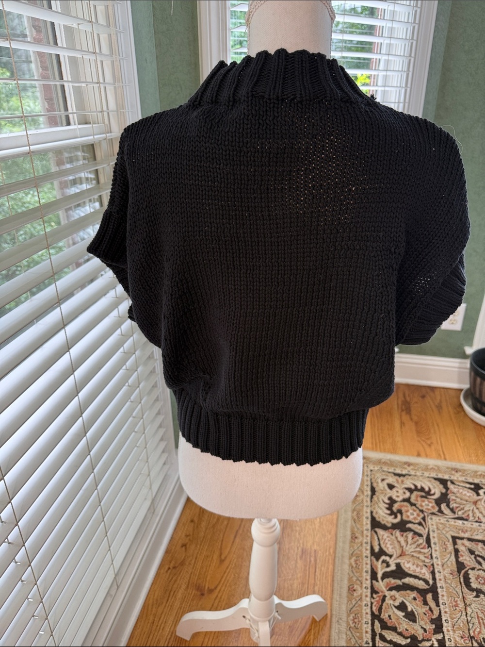 Maeve Black Knit Turtleneck Sweater with Cream Heart size M - Picture 3 of 6